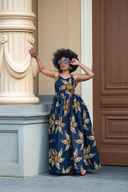 PALESA NAVY BLUE and brown dress
